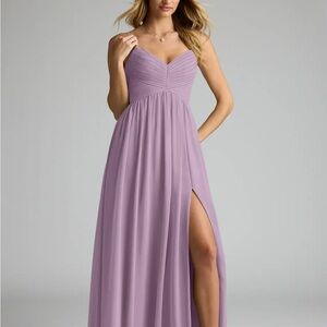 Azazie Lilac Strapless Sweetheart Chiffon Gown with Side Slit